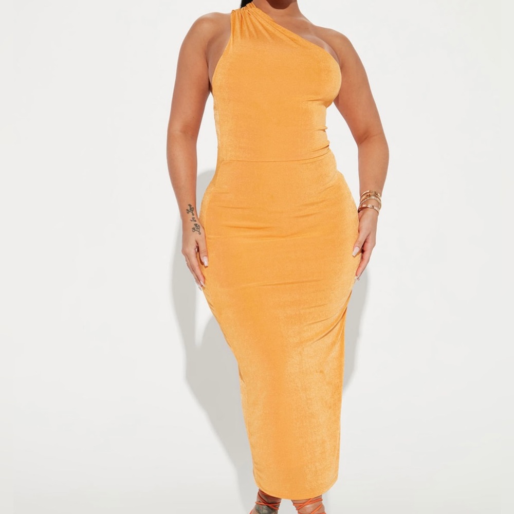 FASHION NOVA Number One Midi Dress- Orange